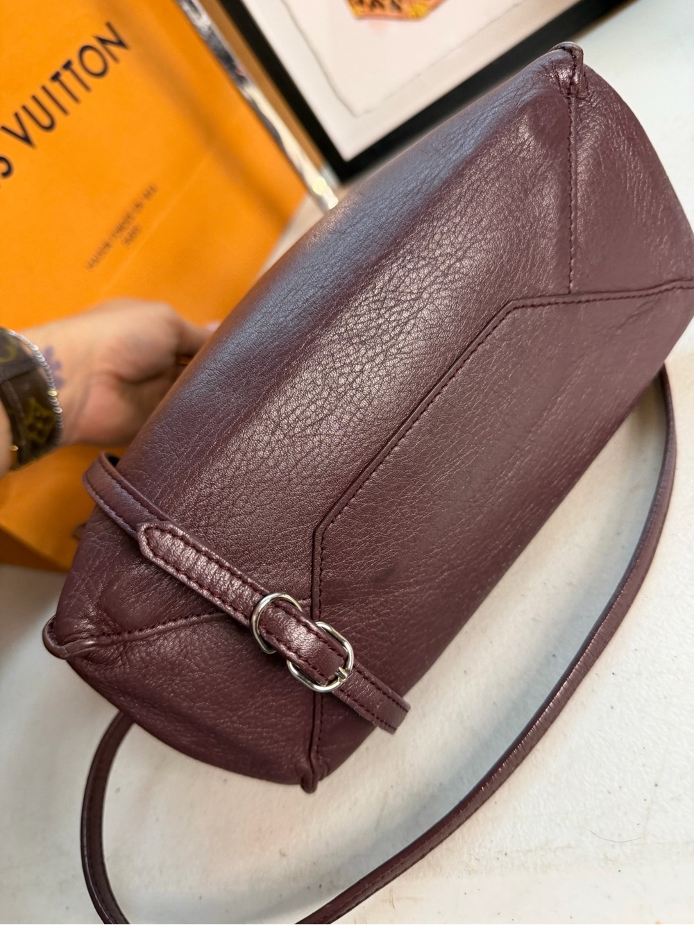 Balenciaga Papier Mini A4 Tote Burgundy Leather Crossbody - Picture 8 of 15